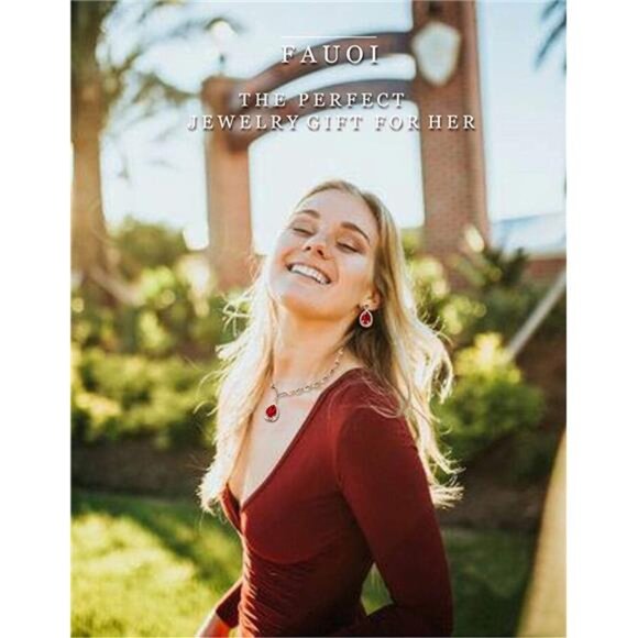 gold crystal statement necklace earrings set for women wedding prom jewelry - Picture 3 of 7